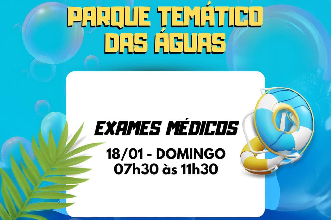 Parque das Águas promove mutirão de exames médicos no domingo (18)