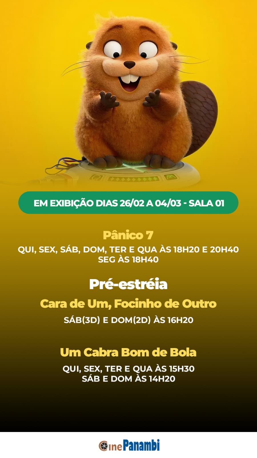 Cine Panambi: programação de 26/02 a 04/03