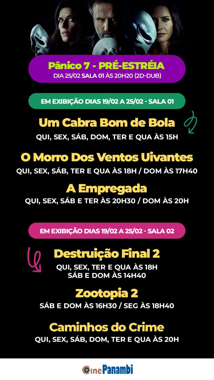Cine Panambi: programação de 19 a 25/02