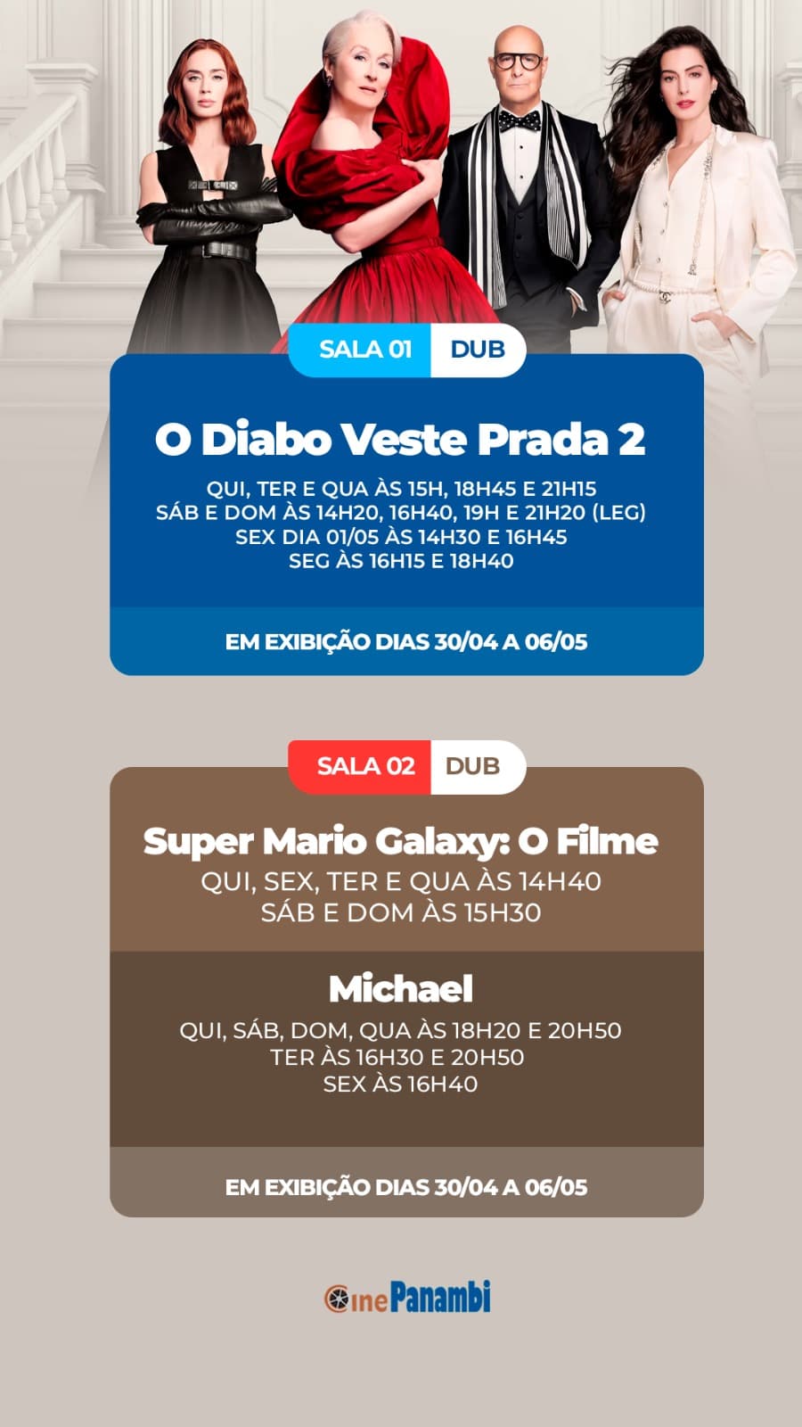 Cine Panambi: programação de 30/04 a 06/05