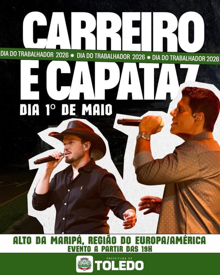 Carreiro e Capataz animam a festa do trabalhador em Toledo na próxima sexta (1º)