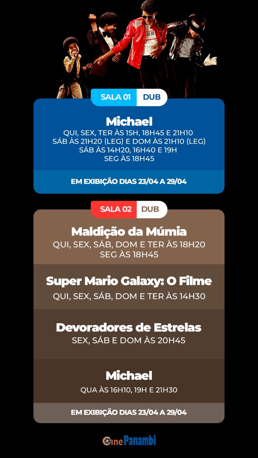 Cine Panambi: programação de 23 a 29/04