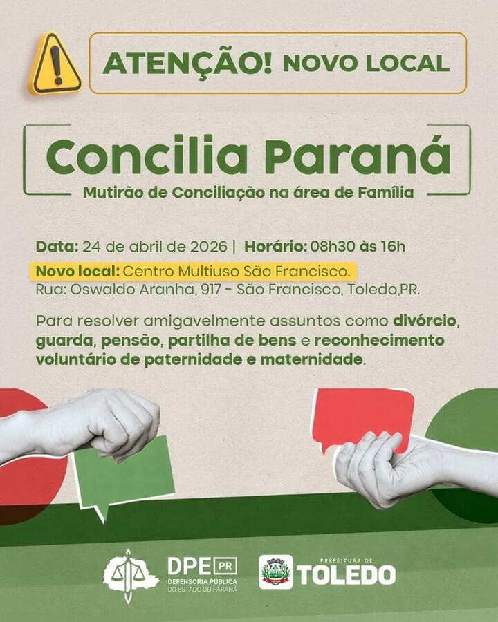 Toledo recebe Concilia Paraná na sexta-feira (24) em novo local