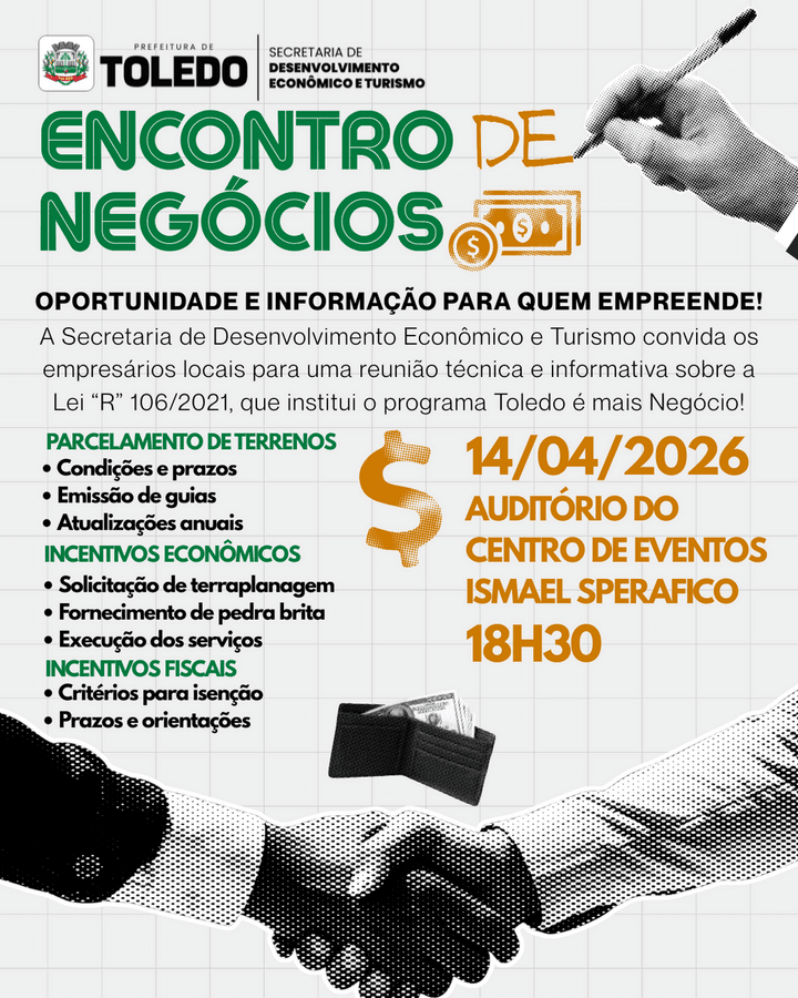 Empresários são convidados para encontro sobre incentivos à atividade econômica