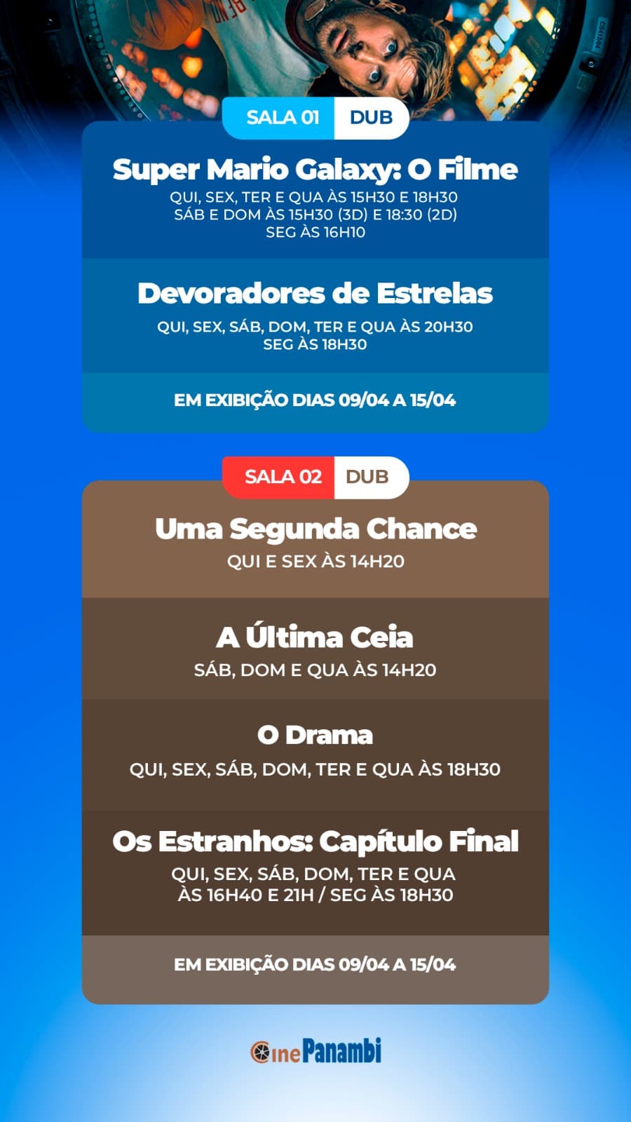 Cine Panambi: programação de 09 a 15/04