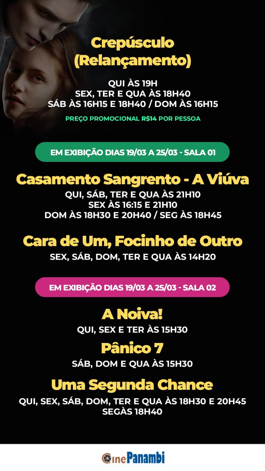 Cine Panambi: programação de 19 a 25/03