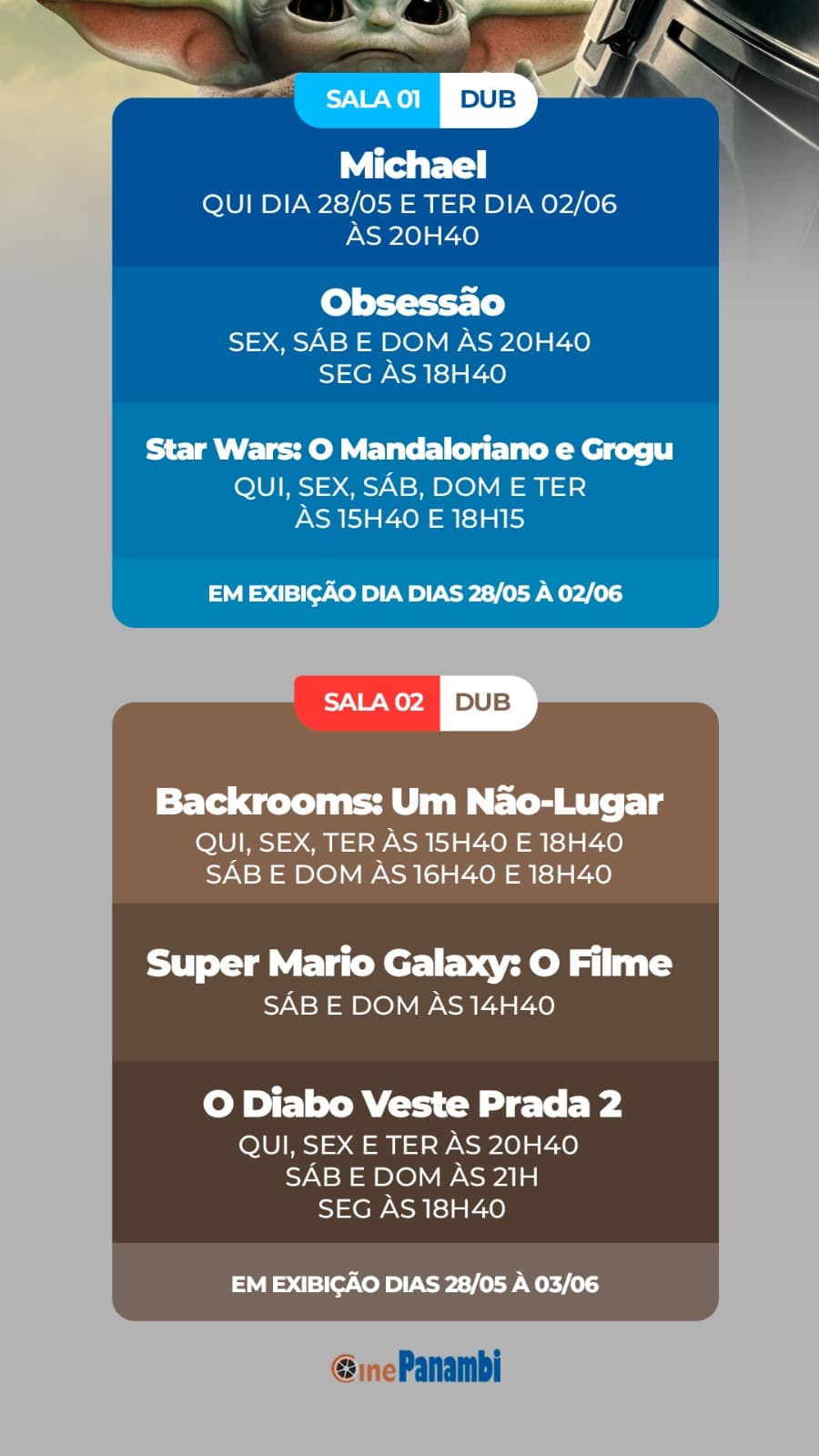 Cine Panambi: programação de 28/05 a 02/06