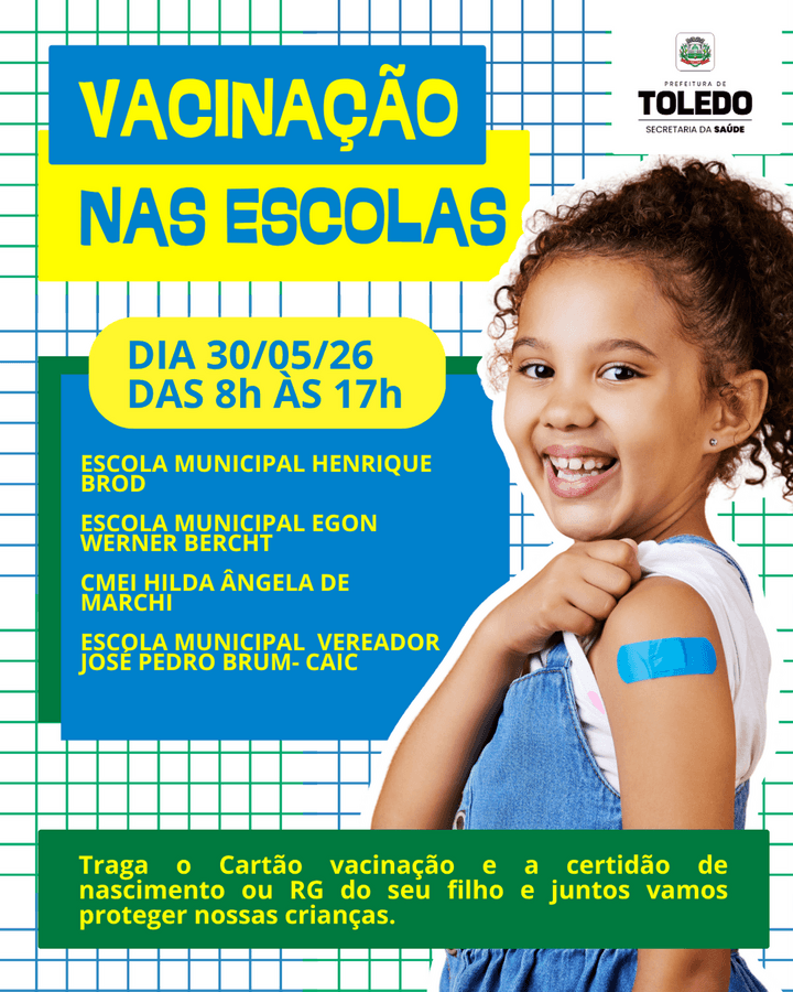 Vacinação nas Escolas chega em quatro instituições de ensino de Toledo