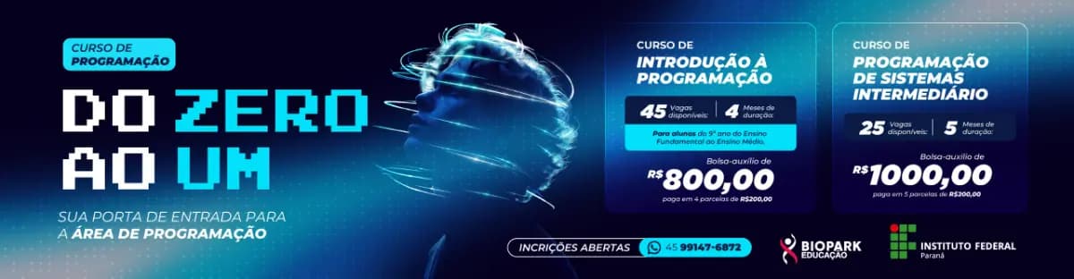 IFPR e Biopark abrem inscrições para nova edição do programa Do Zero ao Um